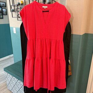 Calvin Klein Gauze A-Line Dress, Watermelon, Size 10 - Like New